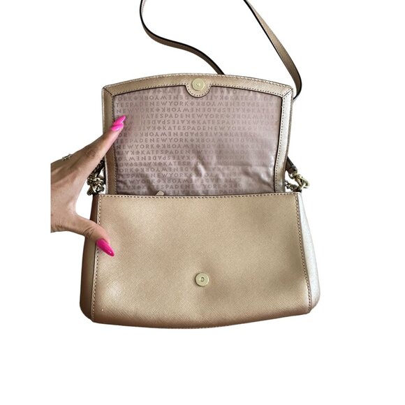 KATE SPADE Rose Gold Leather Chain Shoulder Crossbody Bag - Picture 2 of 10